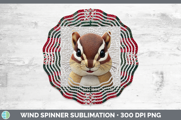 Chipmunk Woodland Christmas Quilt Wind Spinner Sublimation D