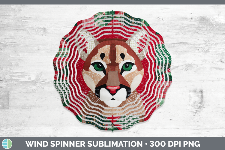 Cougar Woodland Christmas Quilt Wind Spinner Sublimation Des