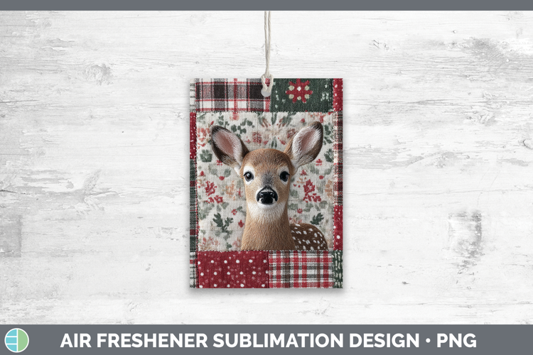 Deer Woodland Christmas Quilt Air Freshener Sublimation Desi
