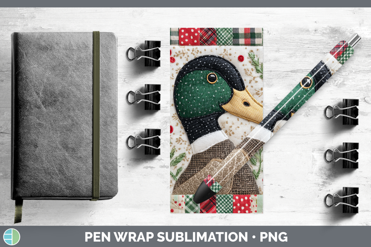 Duck Woodland Christmas Quilt Pen Wrap Sublimation Design