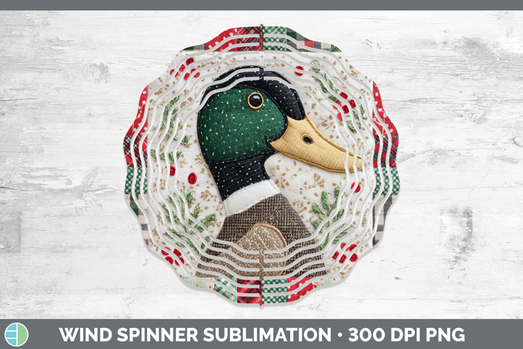 Duck Woodland Christmas Quilt Wind Spinner Sublimation Desig