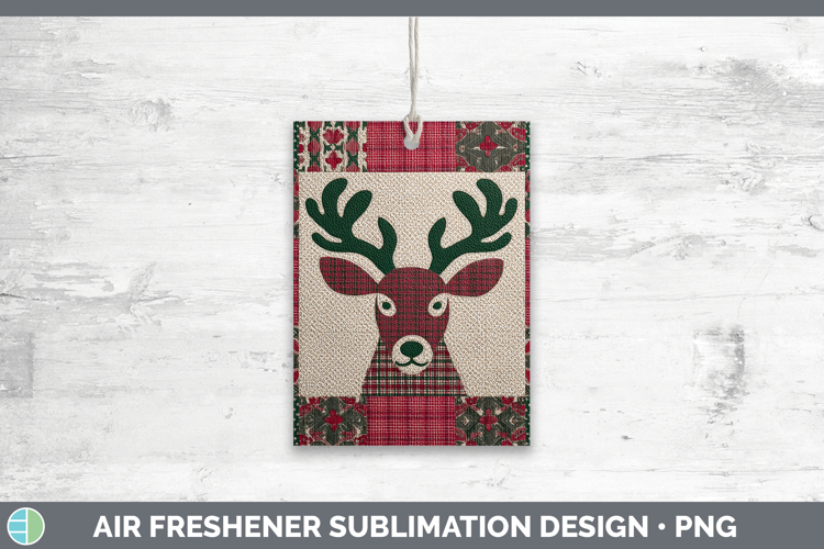 Elk Woodland Christmas Quilt Air Freshener Sublimation Desig