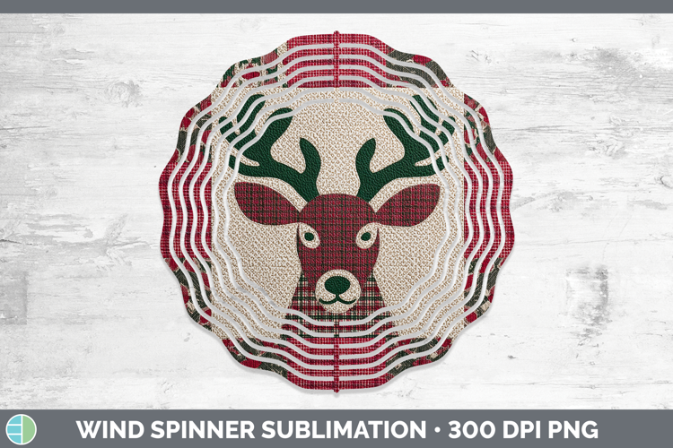 Elk Woodland Christmas Quilt Wind Spinner Sublimation Design