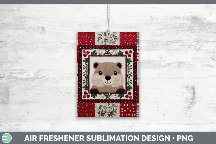 Groundhog Woodland Christmas Quilt Air Freshener Sublimation