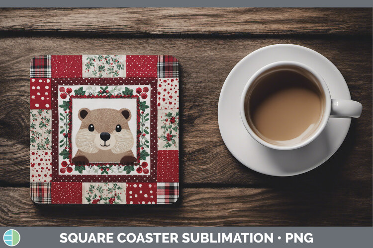 GorgeousWoodland Christmas Quilt Square Coaster design.