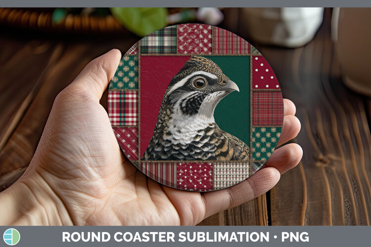 GorgeousWoodland Christmas Quilt Round Coaster design.
