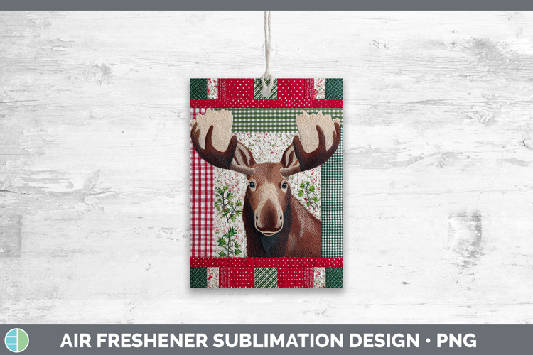 Moose Woodland Christmas Quilt Air Freshener Sublimation Des
