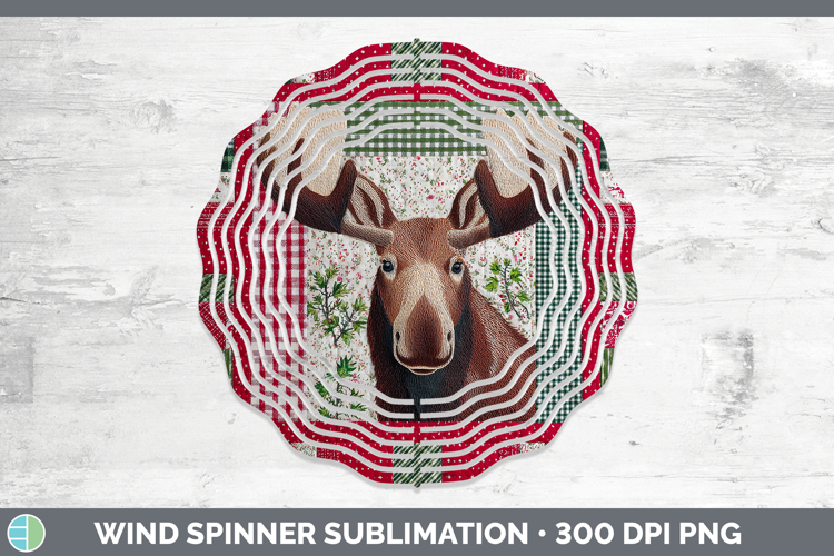 Moose Woodland Christmas Quilt Wind Spinner Sublimation Desi