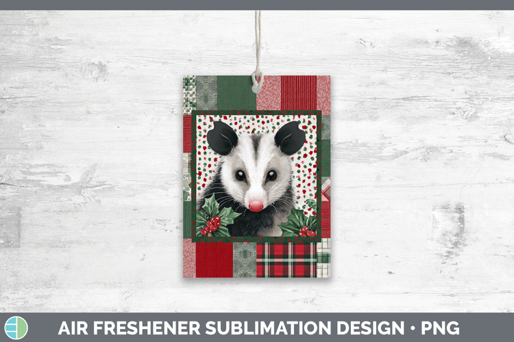 Opossum Woodland Christmas Quilt Air Freshener Sublimation D