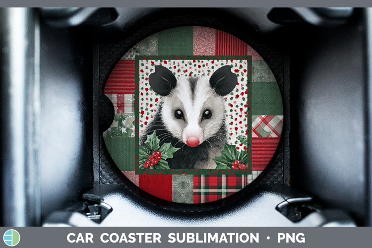 GorgeousWoodland Christmas Quilt Car Coaster design.