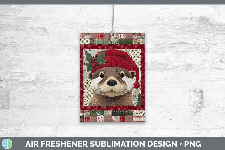 Otter Woodland Christmas Quilt Air Freshener Sublimation Des