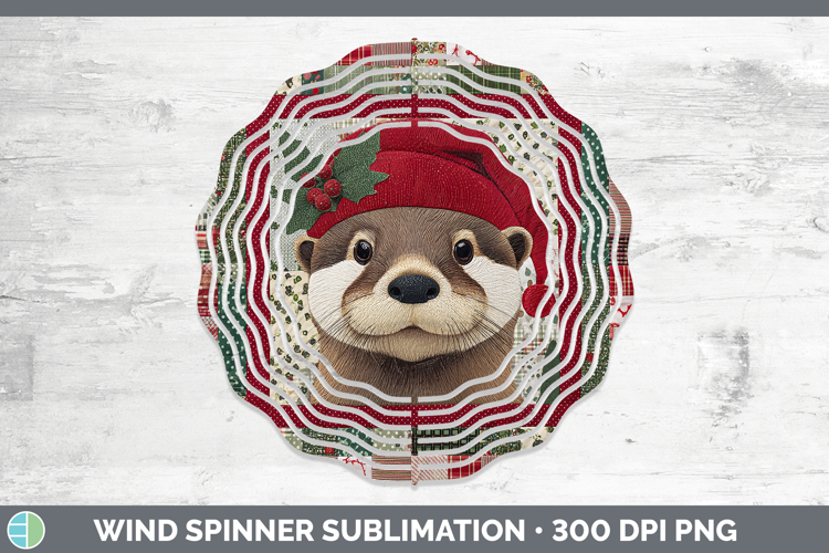 Otter Woodland Christmas Quilt Wind Spinner Sublimation Desi