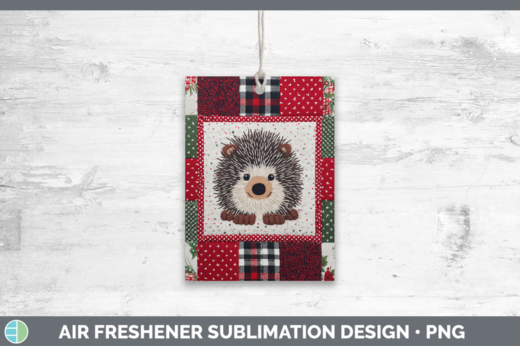 Porcupine Woodland Christmas Quilt Air Freshener Sublimation