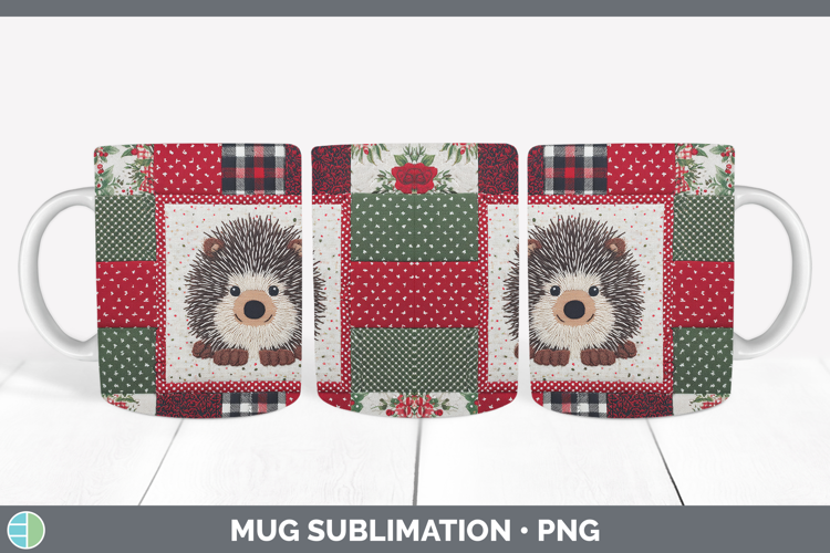Porcupine Woodland Christmas Quilt Mug Wrap Sublimation Desi