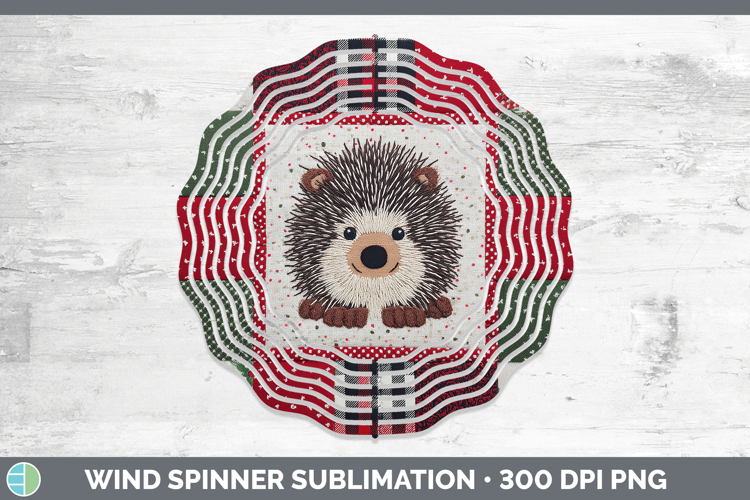 Porcupine Woodland Christmas Quilt Wind Spinner Sublimation