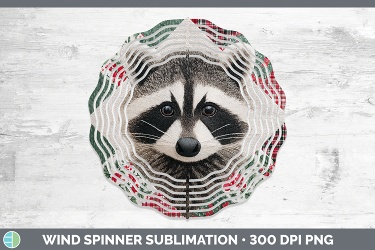 Raccoon Woodland Christmas Quilt Wind Spinner Sublimation De