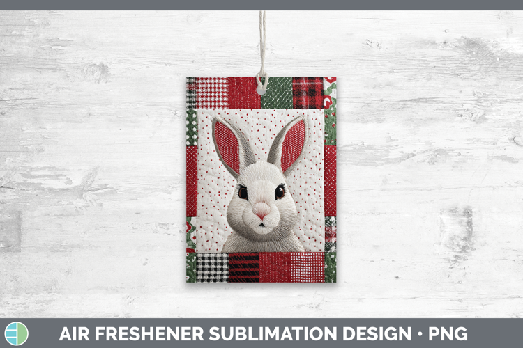 Snowshoe Hare Woodland Christmas Quilt Air Freshener Sublima