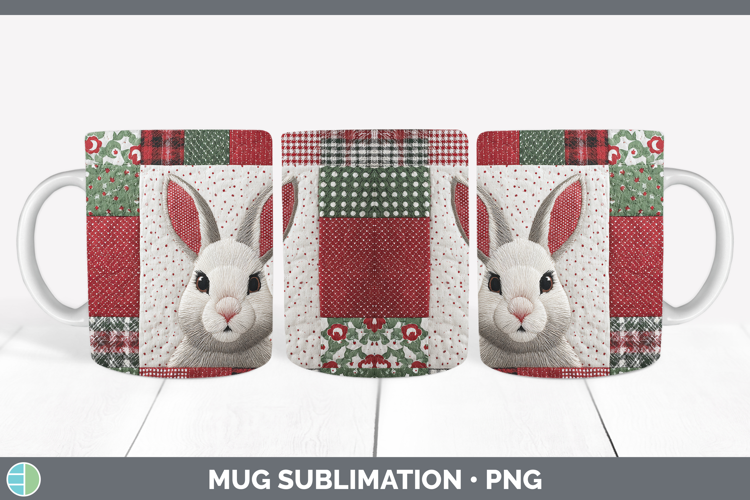 Snowshoe Hare Woodland Christmas Quilt Mug Wrap Sublimation