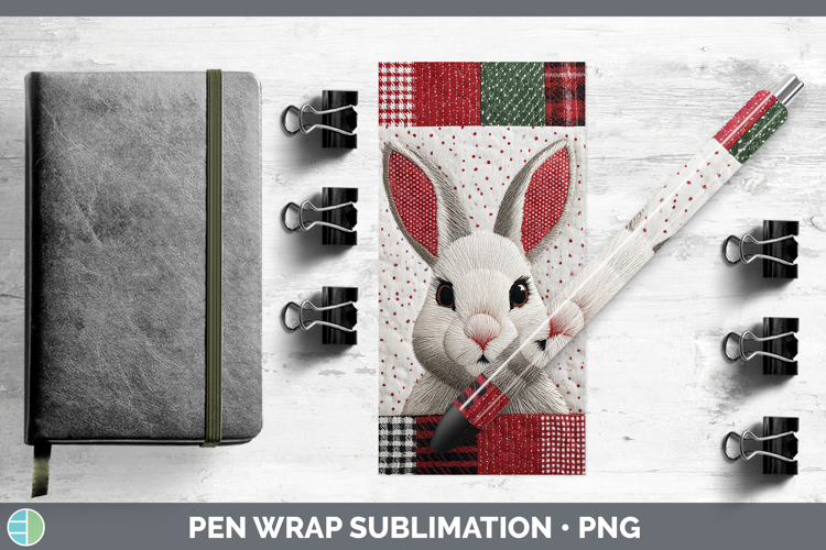 Snowshoe Hare Woodland Christmas Quilt Pen Wrap Sublimation