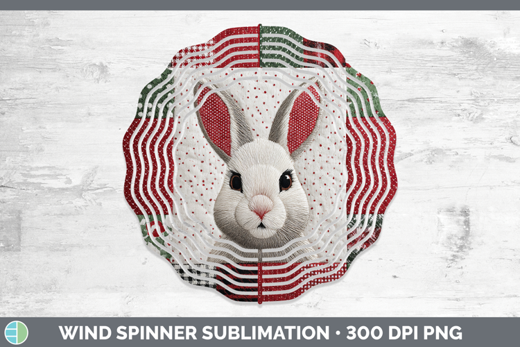 Snowshoe Hare Woodland Christmas Quilt Wind Spinner Sublimat