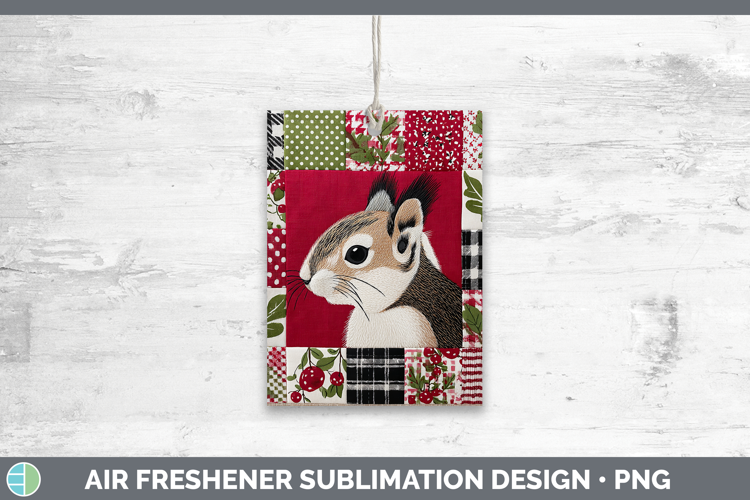 Squirrel Woodland Christmas Quilt Air Freshener Sublimation
