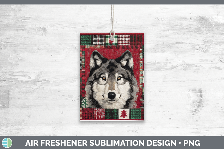 Wolf Woodland Christmas Quilt Air Freshener Sublimation Desi