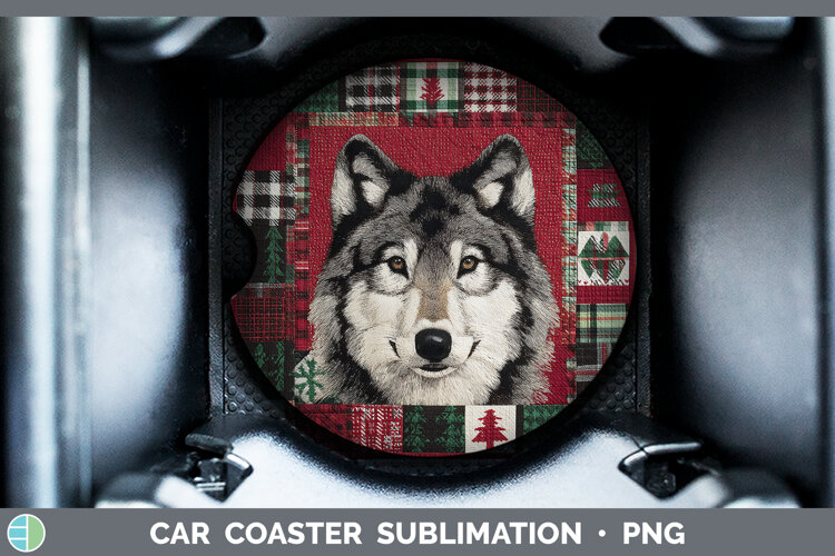 GorgeousWoodland Christmas Quilt Car Coaster design.