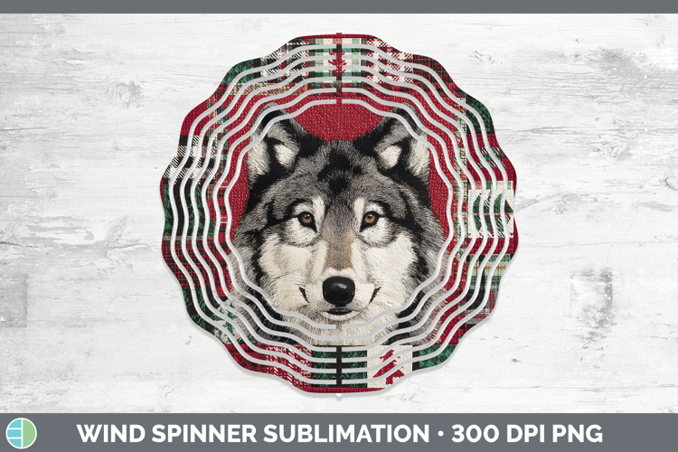 Wolf Woodland Christmas Quilt Wind Spinner Sublimation Desig