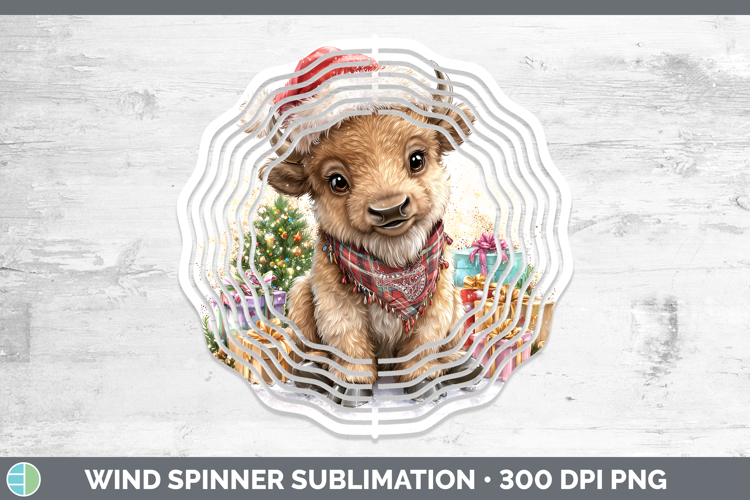 Woodland Christmas Santa Bison Wind Spinner Sublimation Spin