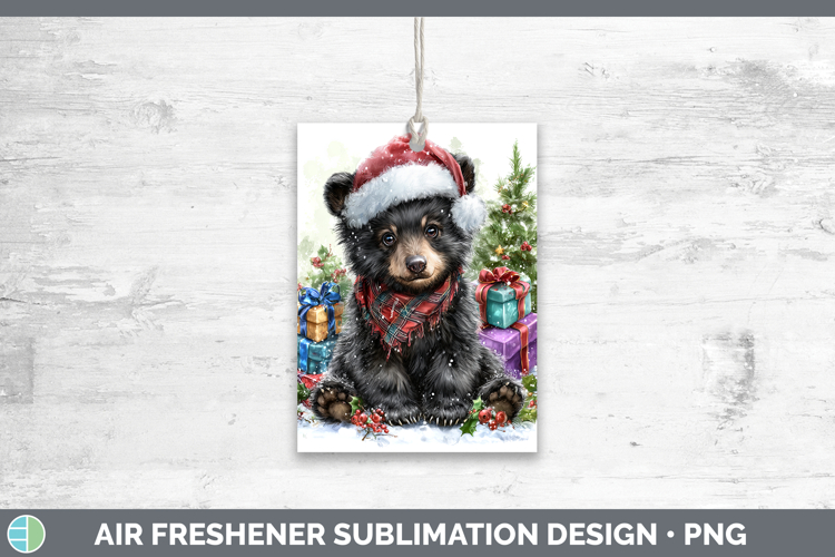 Woodland Christmas Santa Black Bear Air Freshener Sublimatio