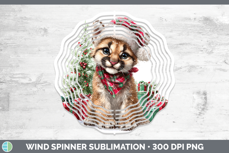 Woodland Christmas Santa Cougar Wind Spinner Sublimation Spi