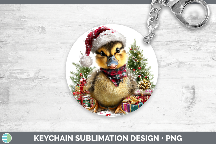Woodland Christmas Santa Duck Keychain Sublimation Keyring D