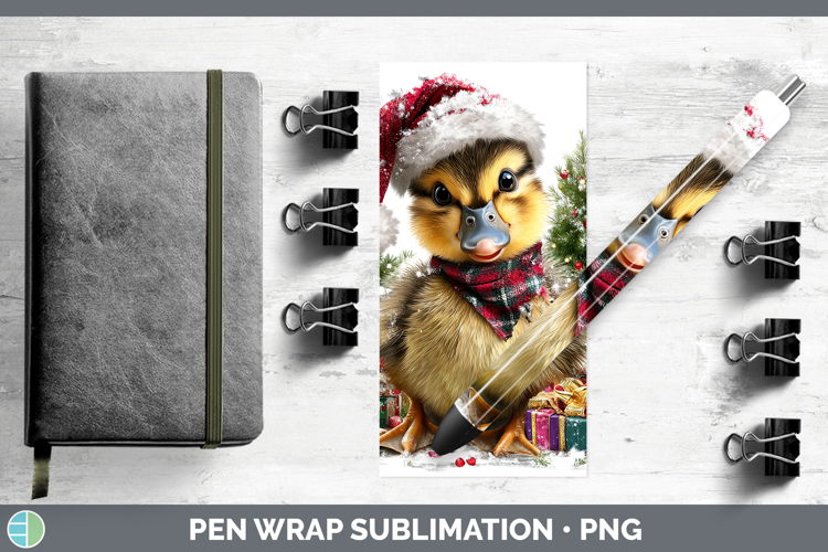 Woodland Christmas Santa Duck Pen Wrap Sublimation Pen Desig