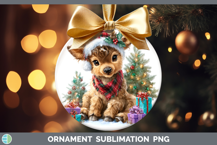 Woodland Christmas Santa Elk Ornament Sublimation Bauble Des