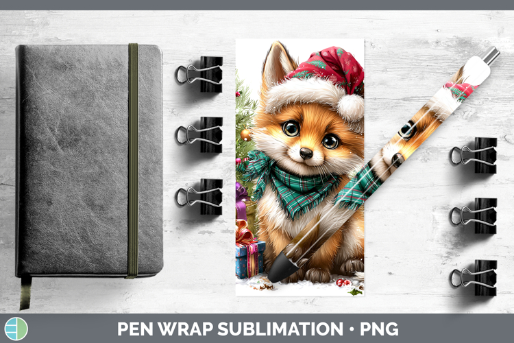Woodland Christmas Santa Fox Pen Wrap Sublimation Pen Design