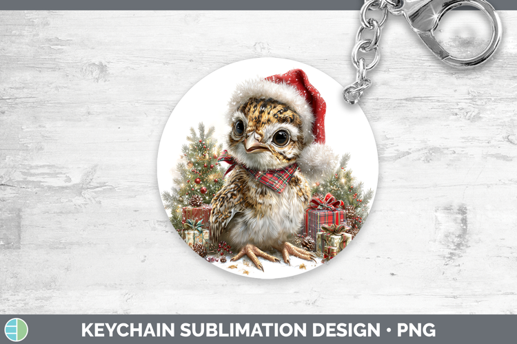 Woodland Christmas Santa Grouse Keychain Sublimation Keyring