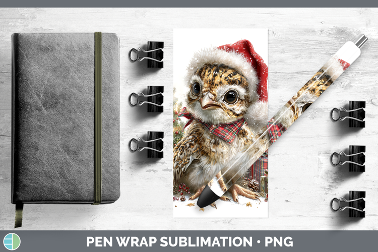 Woodland Christmas Santa Grouse Pen Wrap Sublimation Pen Des