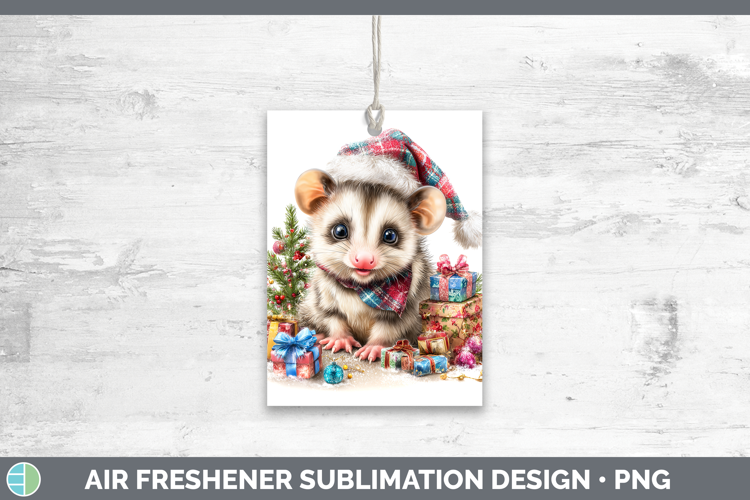 Woodland Christmas Santa Opossum Air Freshener Sublimation C