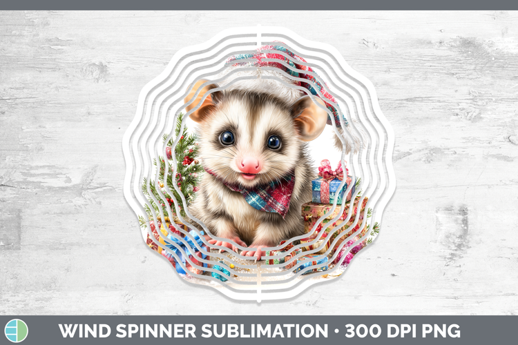 Woodland Christmas Santa Opossum Wind Spinner Sublimation Sp