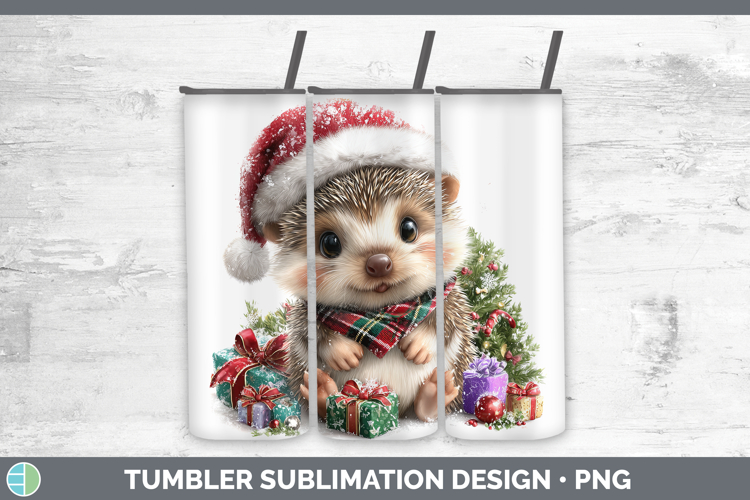 Woodland Christmas Santa Porcupine Tumbler Sublimation 20 oz