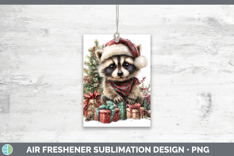 Woodland Christmas Santa Raccoon Air Freshener Sublimation C