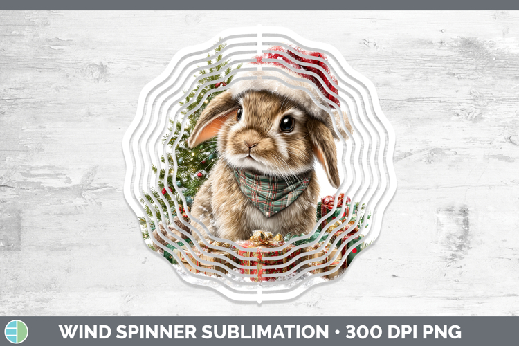 Woodland Christmas Santa Snowshoe Hare Wind Spinner Sublimat