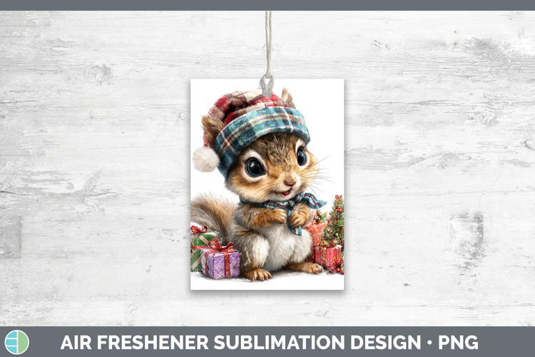 Woodland Christmas Santa Squirrel Air Freshener Sublimation