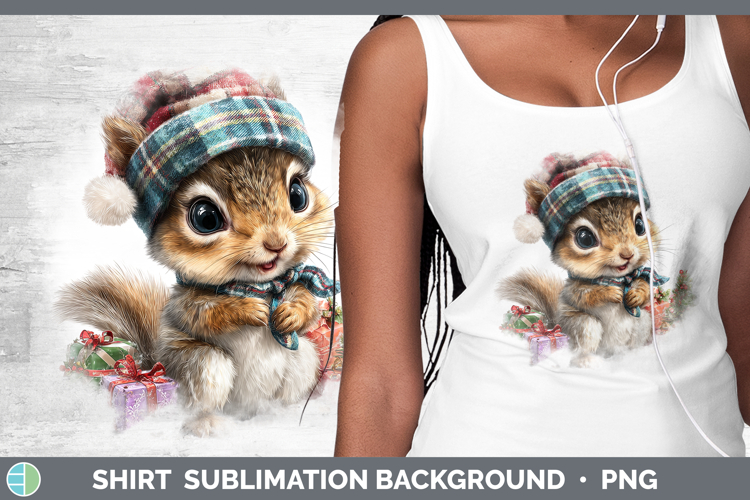 Woodland Christmas Santa Squirrel Shirt Sublimation Backgrou