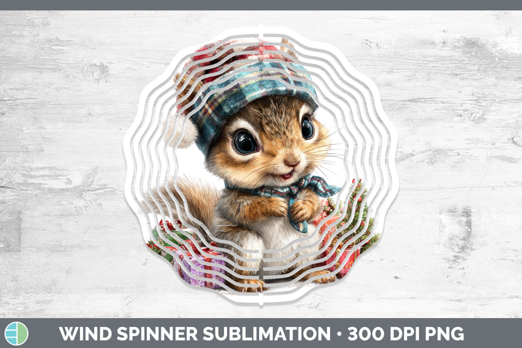 Woodland Christmas Santa Squirrel Wind Spinner Sublimation S