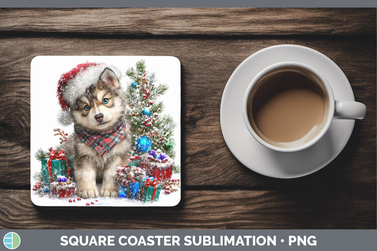GorgeousWoodland Christmas Santa Square Coaster design.