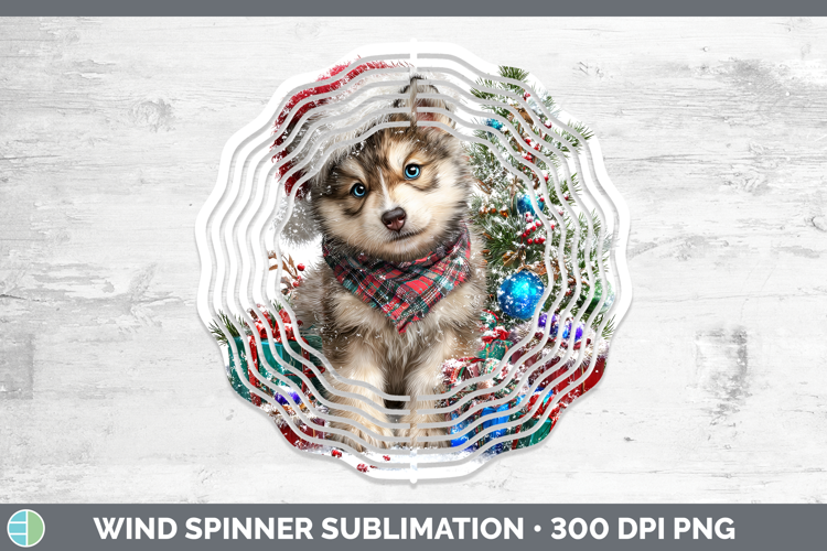 Woodland Christmas Santa Wolf Wind Spinner Sublimation Spinn