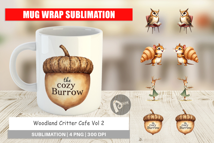 Mug Wrap Woodland Animal Cafe