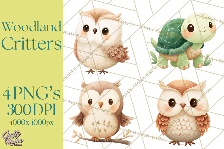 Cozy Woodland Animals Clipart, Baby Forest Creatures PNG