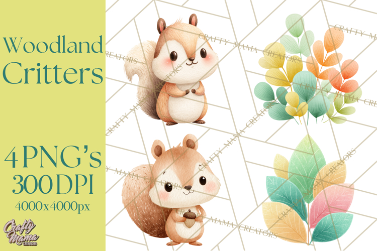 Cozy Woodland Animals Clipart, Baby Forest Creatures PNG